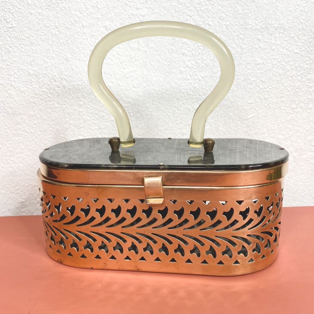 Vintage Lucite and Brass Handbag